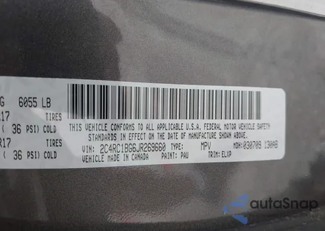 2018 Chrysler Pacifica Touring L from USA, damaged, VIN 2C4RC1BG6JR269660